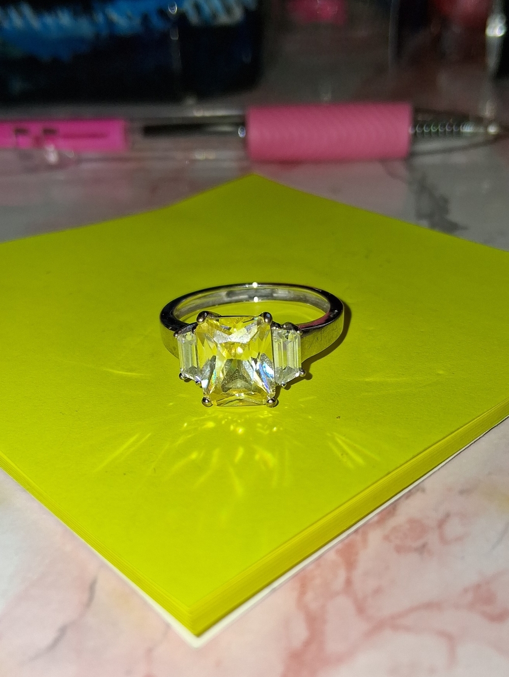 Sterling Silver Clear Cubic Zirconia Three-Stone Ring - Clear